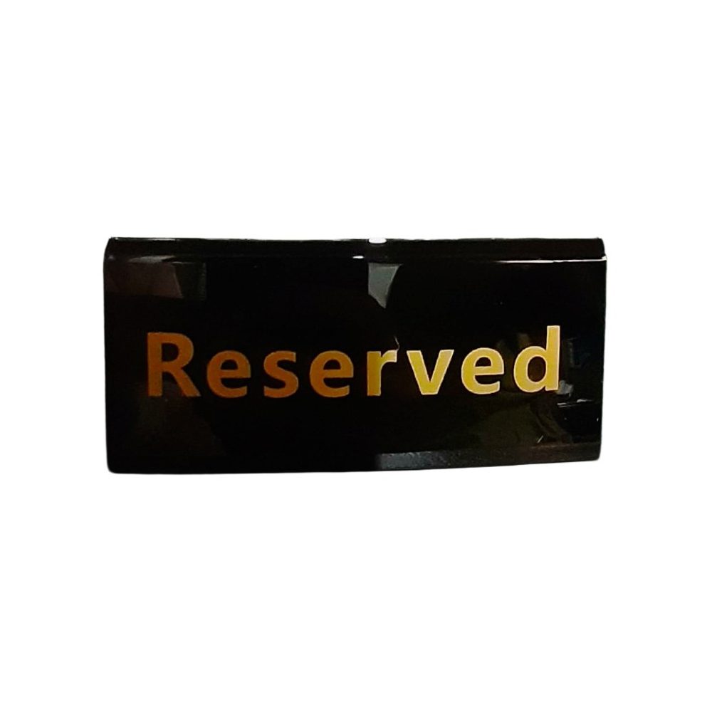 Black "Reserved" table sign