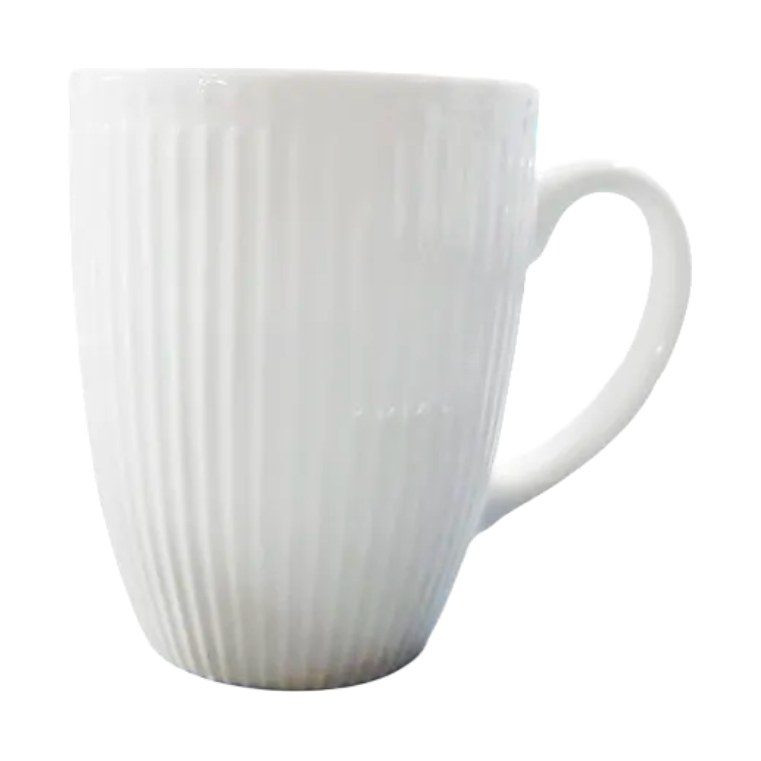 White Ribbed Ceramic Mug