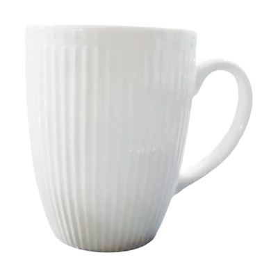 White Ribbed Ceramic Mug