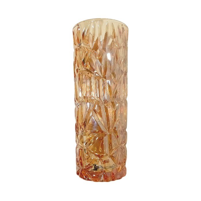Gold cut-glass cylinder vase