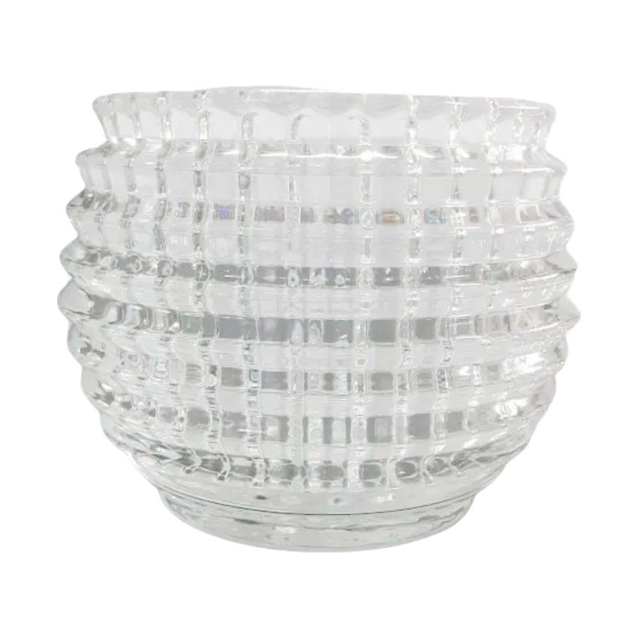 Cut-Pattern Round Glass Vase