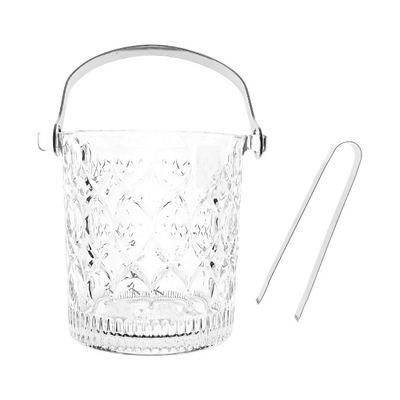 Cut-glass ice bucket with tongs