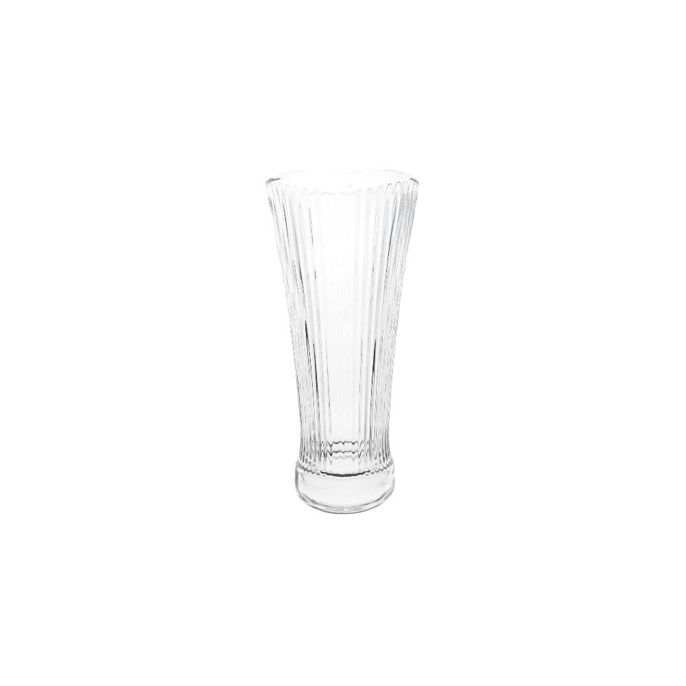 Ribbed Clear Glass Flower Vase