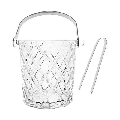 Cut Glass Ice Bucket with Tongs