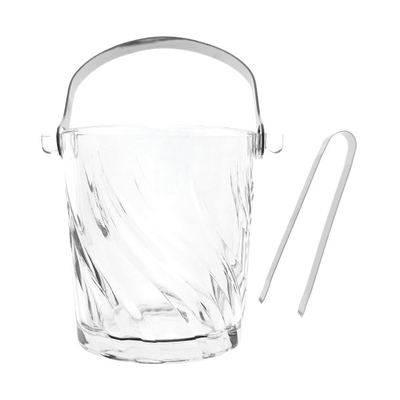 Glass ice bucket with tongs