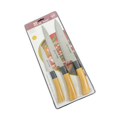 Three-piece wooden handle knife set