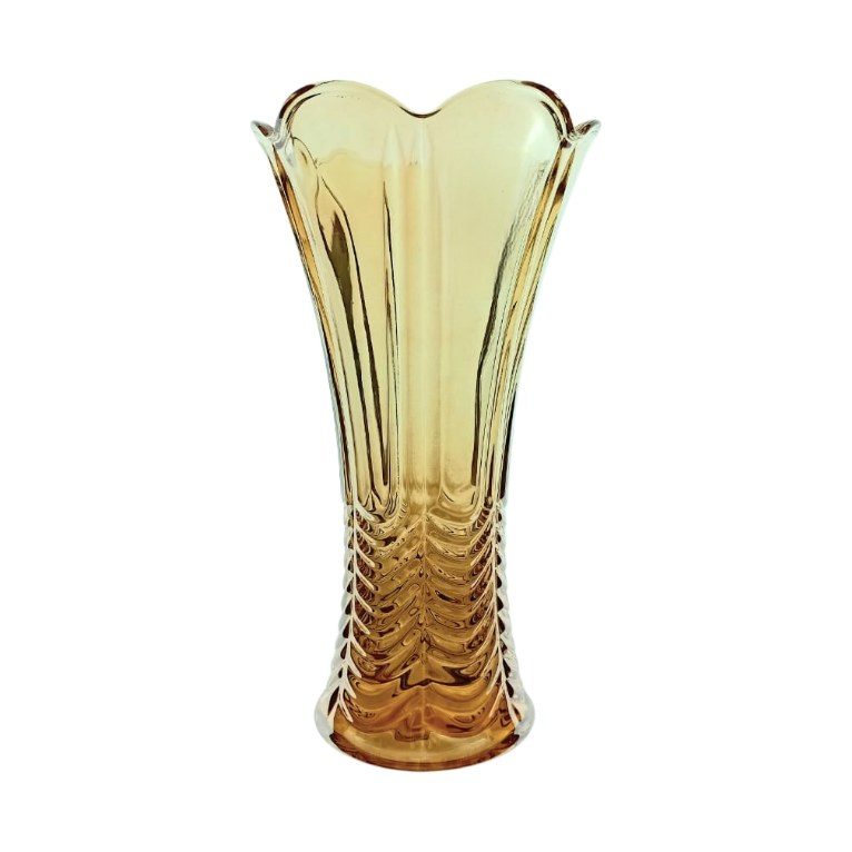 Amber gold glass flower vase