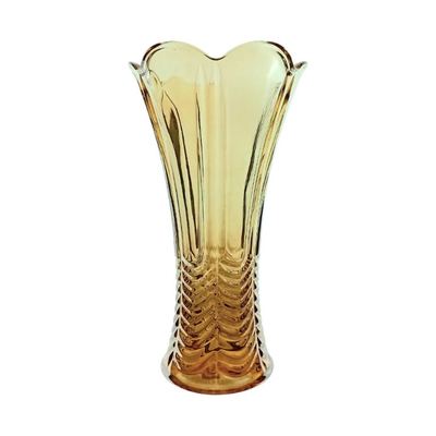 Amber gold glass flower vase