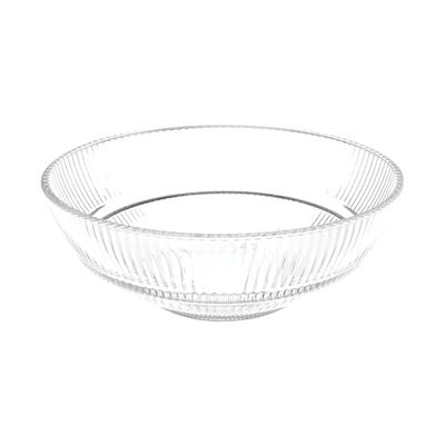 Ribbed glass serving bowl