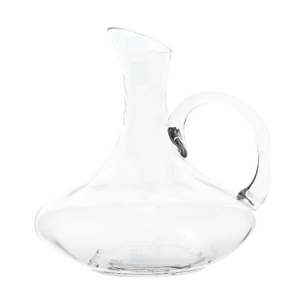 Glass wine decanter with handle