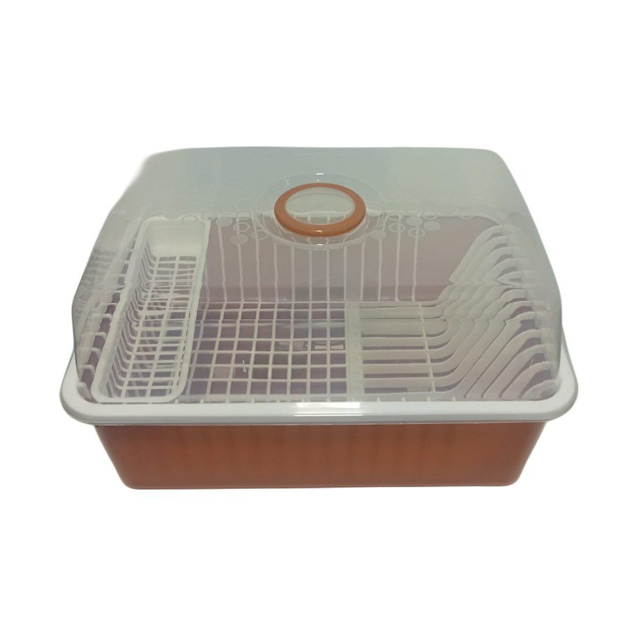 Covered Plastic Plate Rack With Tray