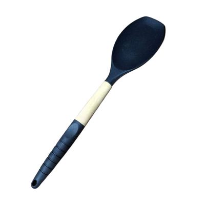 Silicone Cooking Spoon, Wooden Handle