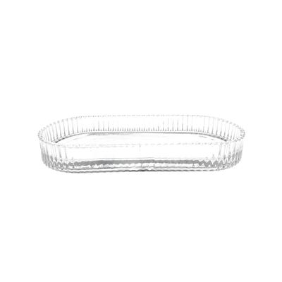 Oval ribbed glass serving dish