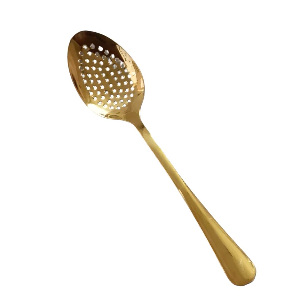 Gold perforated salad serving spoon
