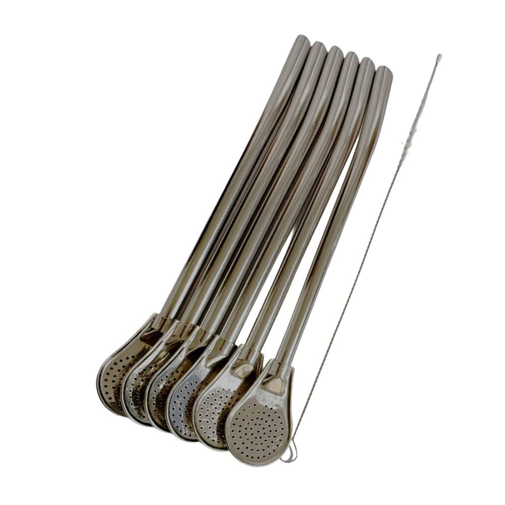 Stainless Steel Straw Spoons, 7-Piece Set