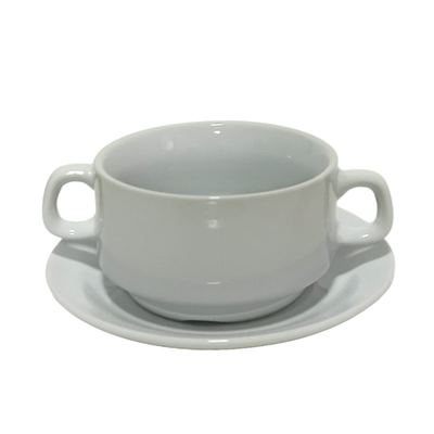 GE3813 WHITE SOUP CUP & SAUCER