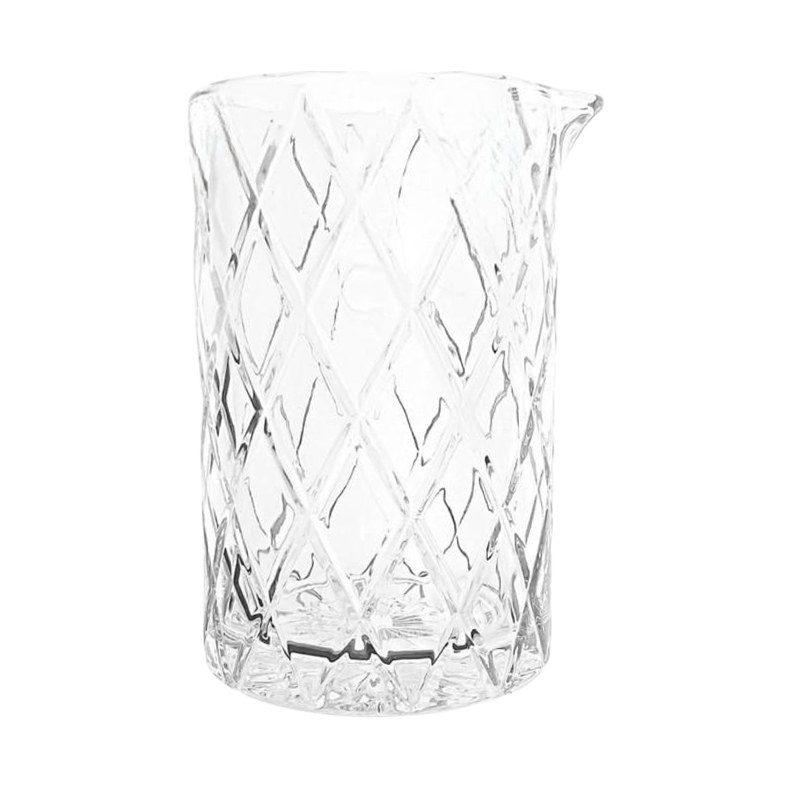 Diamond-cut glass cocktail mixing glass