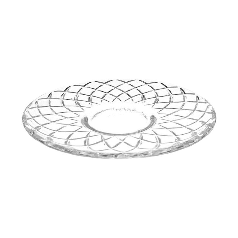 Cut-pattern glass saucer, 6 inch