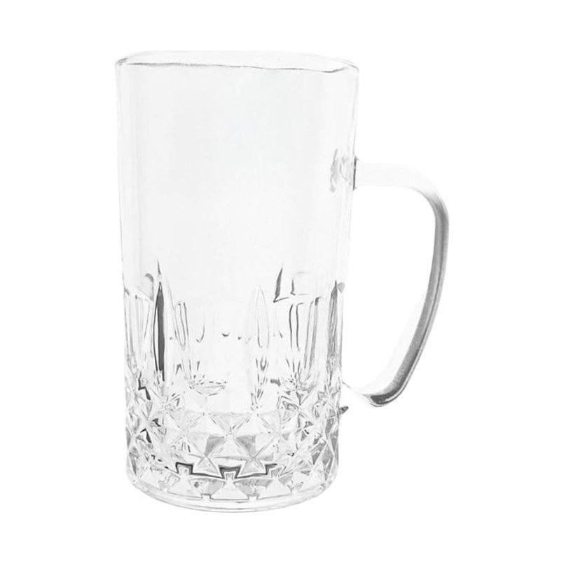 Cut-pattern glass beer mug, 370ml