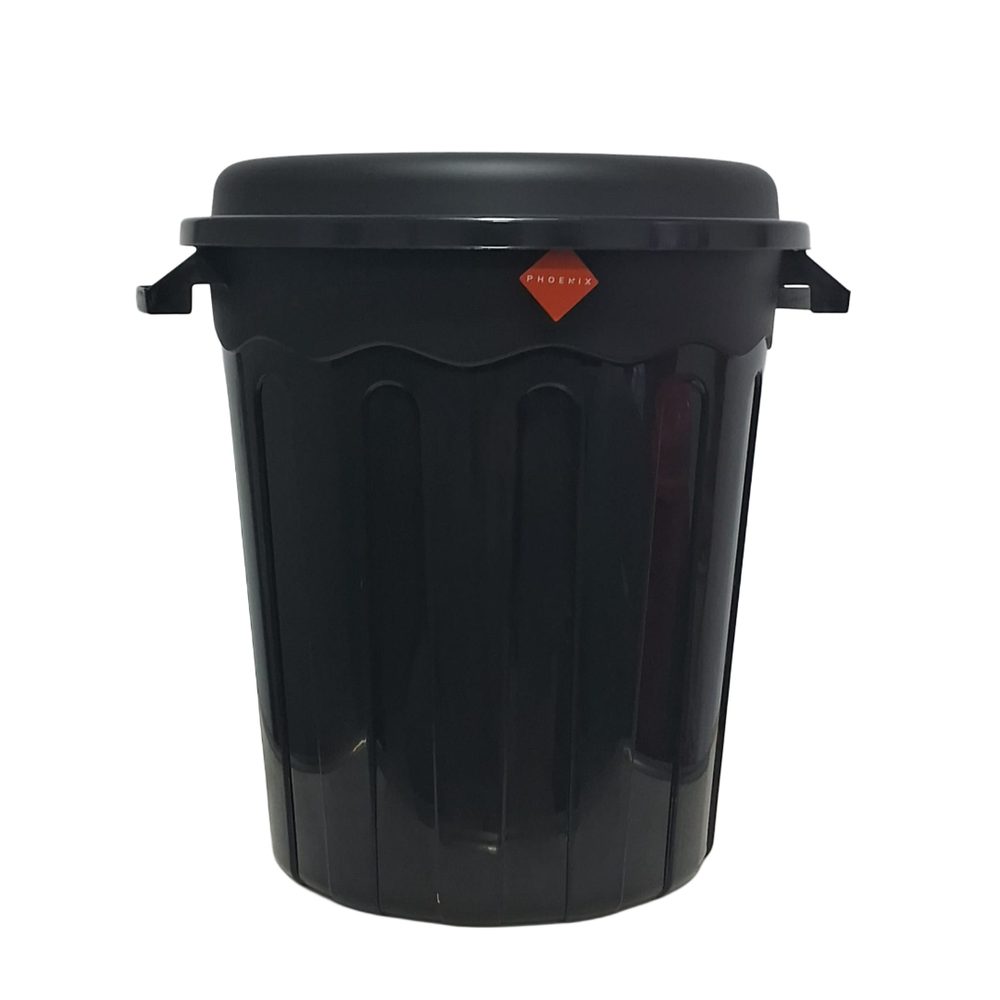 25L Black Plastic Barrel Bucket with Lid