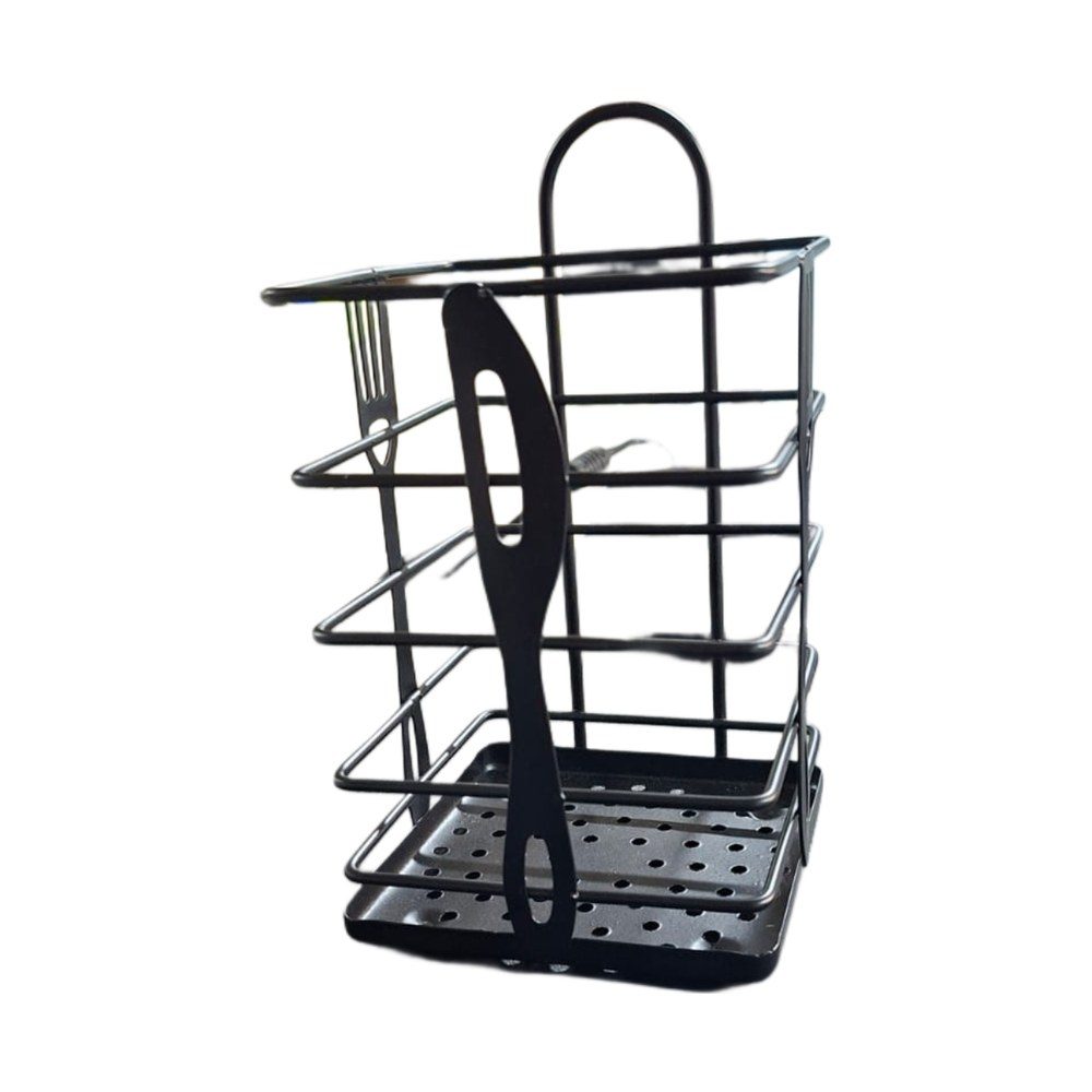 Black wire cutlery holder with handle