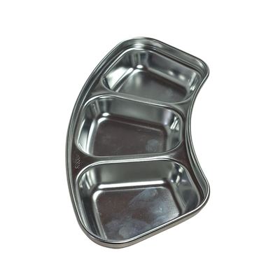 Stainless steel 3-compartment sauce dish