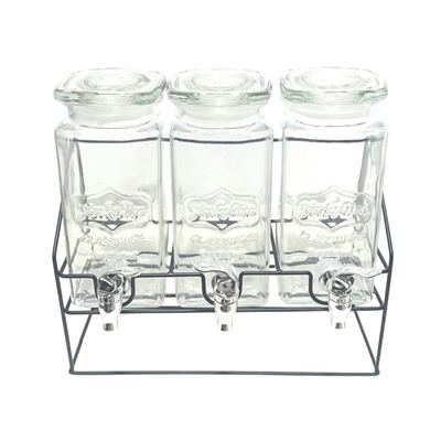 Triple glass juice dispenser with stand