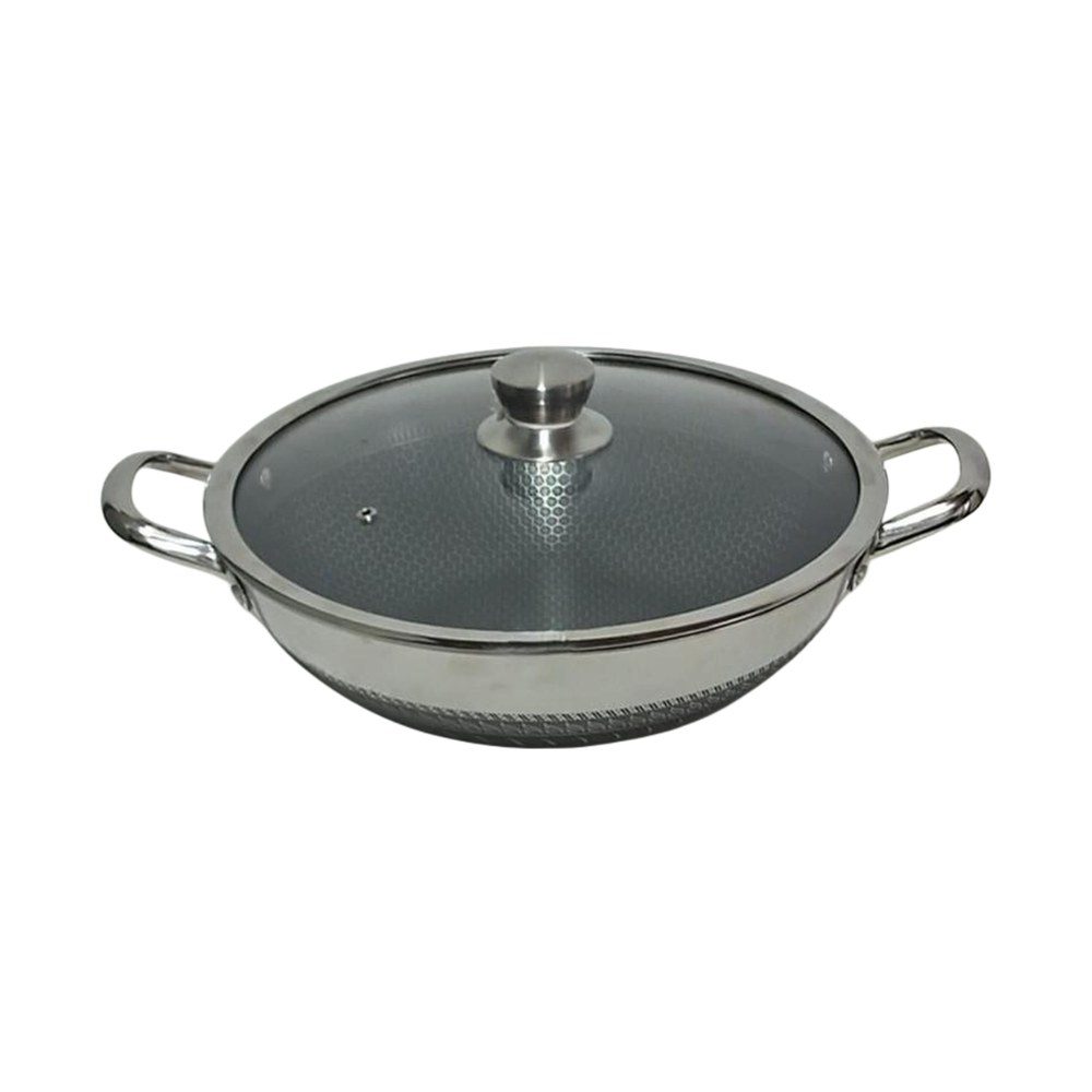 Honeycomb stainless steel wok with lid