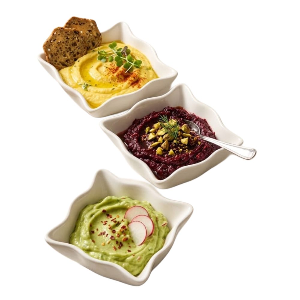 Ceramic Square Snack Bowl Set, 3pcs