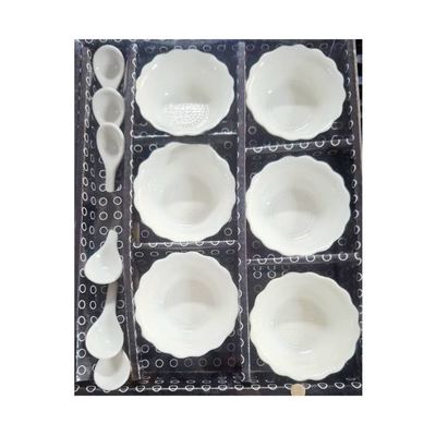 White Ceramic Snack Bowl Set with Spoons