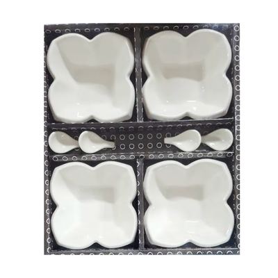 Ceramic Snack Bowl and Spoon Set, 8 Pieces