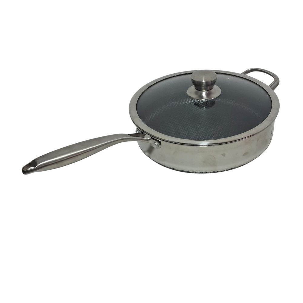 6434-32 S/S HONEYCOMB DEEP FRYPAN 30CM W/LID