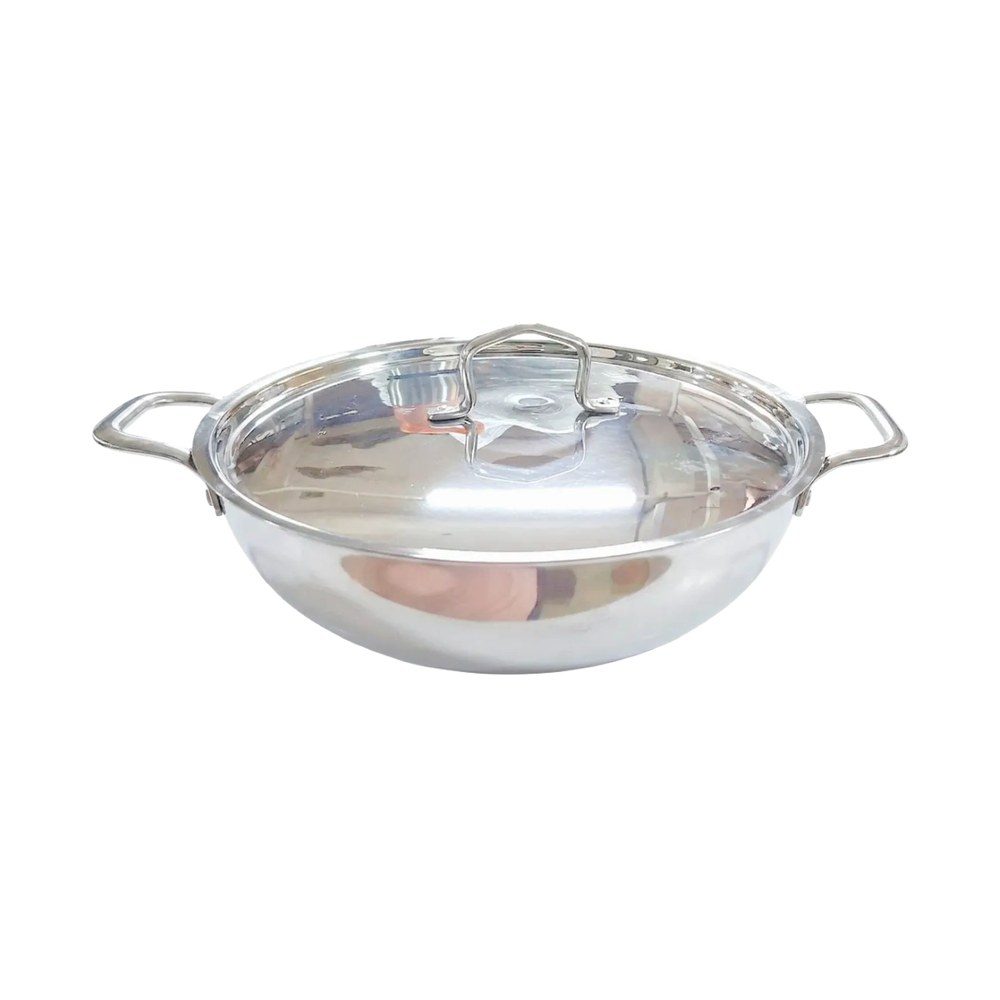 MTK26 MARCON TRIPLY S/S KADHAI W/LID 26CM