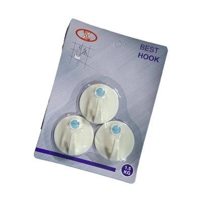 Self-adhesive plastic wall hooks, 3-pack