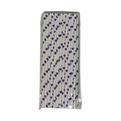 Paper Drinking Straws, Heart Print (25pcs)