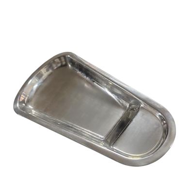 Two-compartment stainless steel tong tray