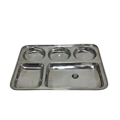 Stainless Steel 5-Compartment Meal Tray