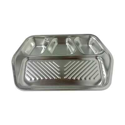 Stainless steel four-compartment meal tray