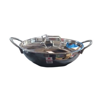 Stainless steel kadai with lid, 32cm