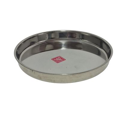 Large stainless steel deep rim plate