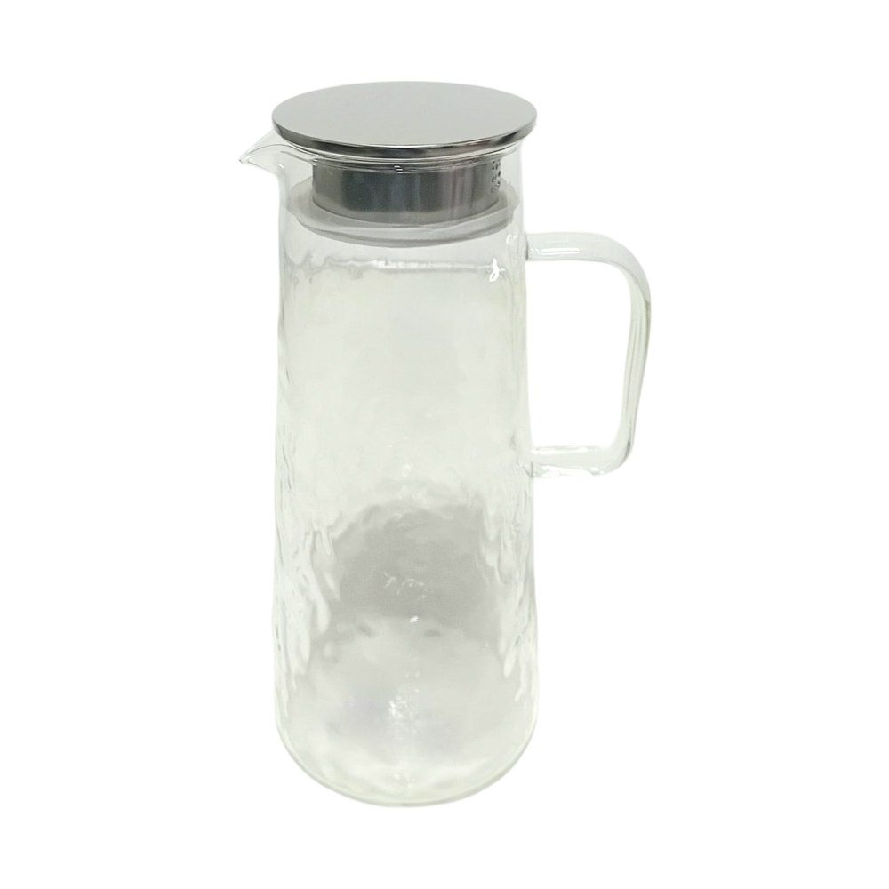 Glass water jug with steel lid