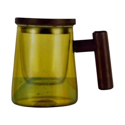 Glass Tea Mug With Wooden Handle
