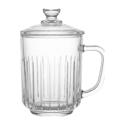 Ribbed Glass Mug with Lid