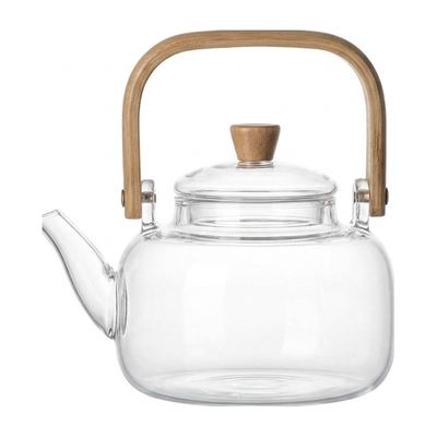 Glass Teapot With Wooden Handle