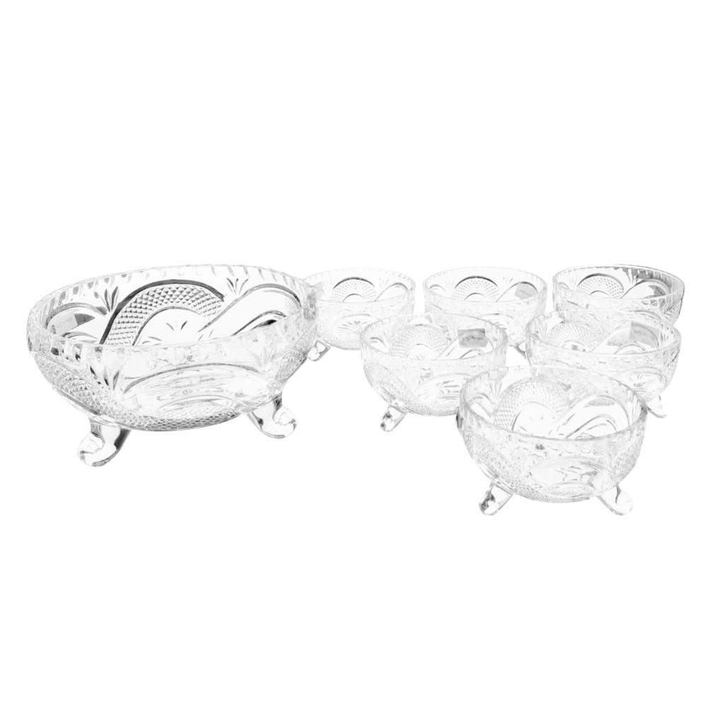 GLASS BOWL SET (7PCS) TG24 / L7 3267-2 / 2846-2 {(BOWL- HEIGHT 9.8CM, DIAMETER 17.5CM) (GLASS- HEIGHT 5.8CM, DIAMETER 9.8CM)}