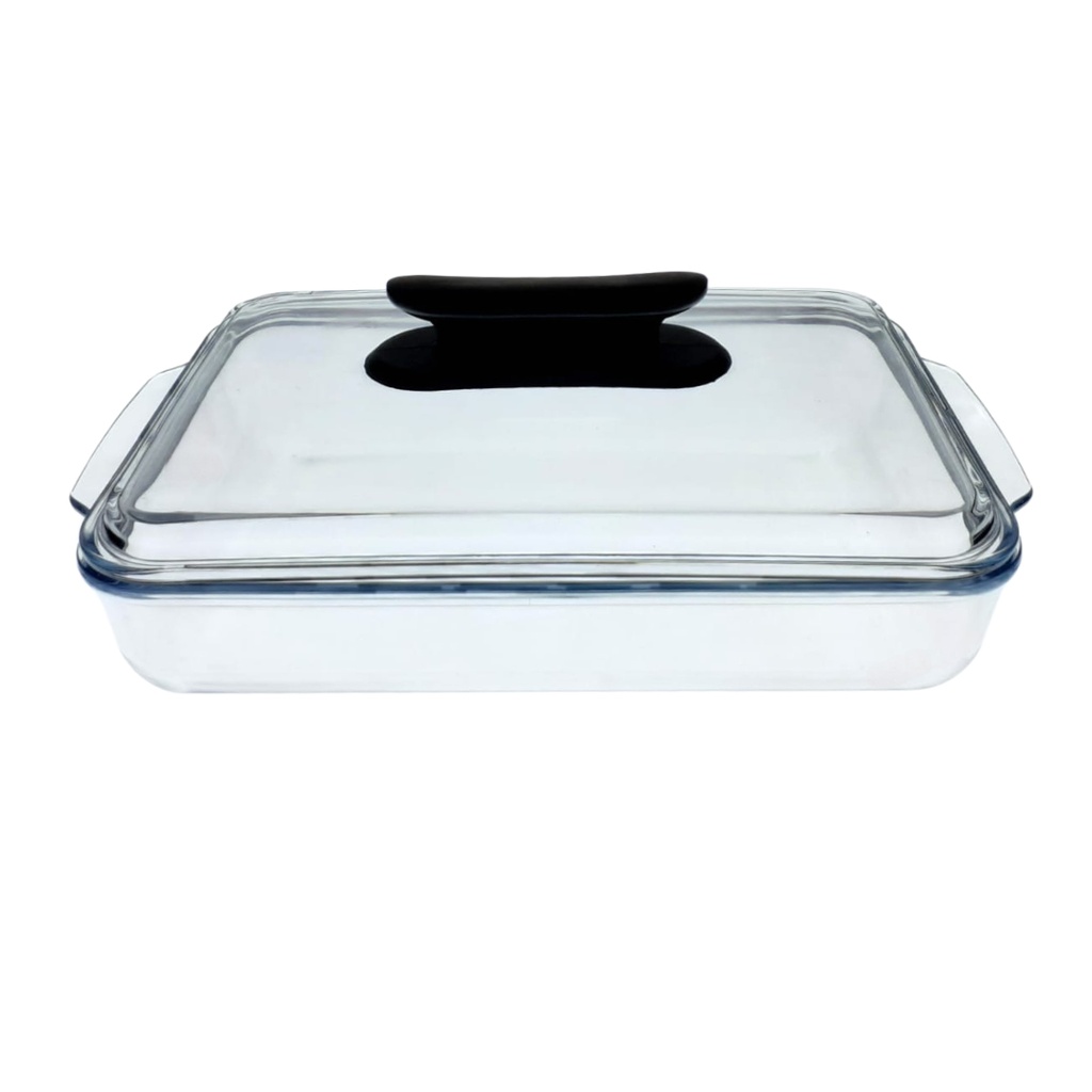 GLASS MICRO DISH WITH LID 3LT 8095 4713-12 MPS (LENGTH: 37CM, WIDTH: 23.5CM, HEIGHT: 13CM)