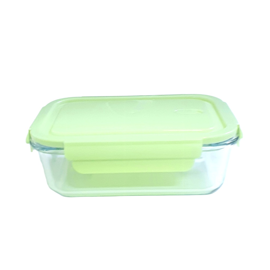BX1001-1040 GLASS FOOD CONTAINER  1040ML (HEIGHT 7CM, LENGTH 20CM, WIDTH 15.2CM )