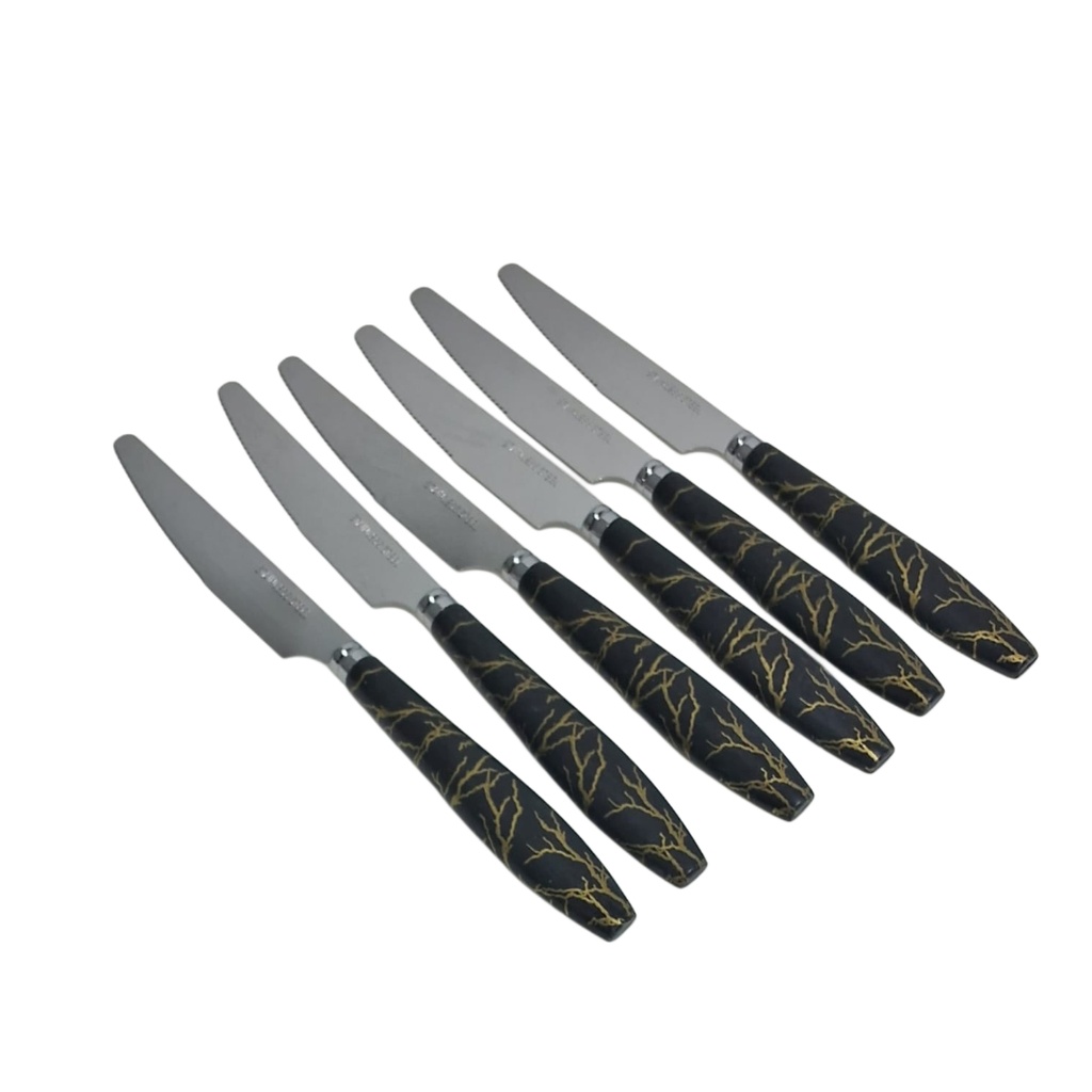 219-42 TABLE KNIFE 6PCS MARBLE BLACK