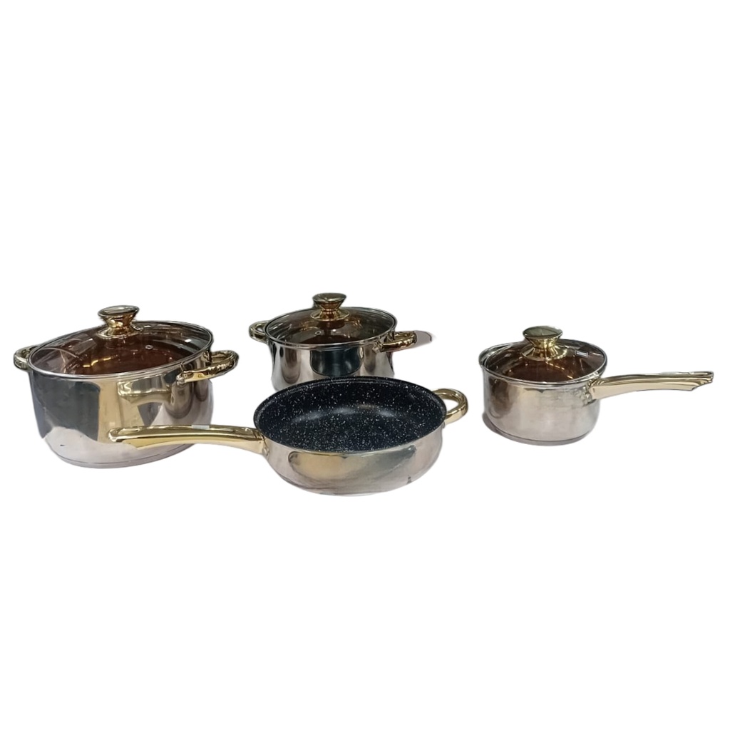 LB-1105-7 1426-18/1661-2 GOLD COOKWARE SET 7PCS SS