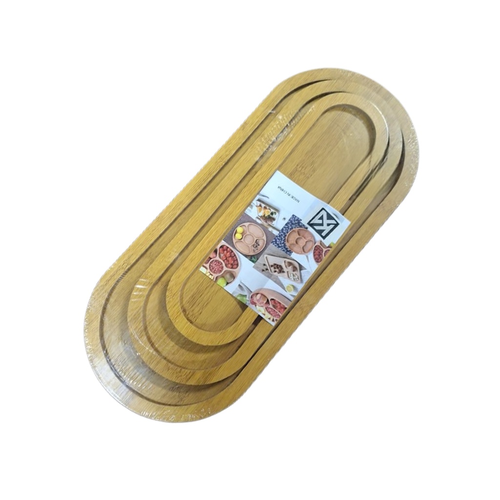 1637-33 WOODEN TRAY SET 3PCS